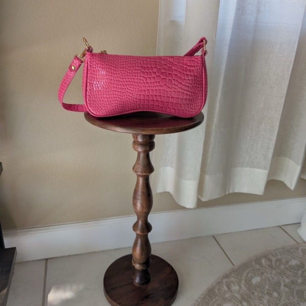 Hot Pink Crocodile-Embossed Women's Bag